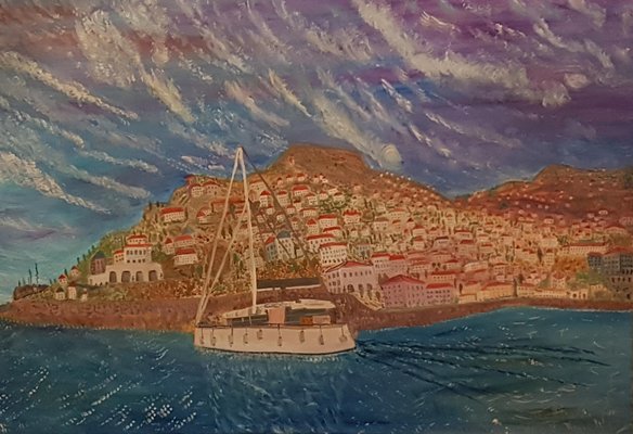 Dondi Schwartz, Old Boat Santorini, 2021, Oil on Canvas-CHG-2025917