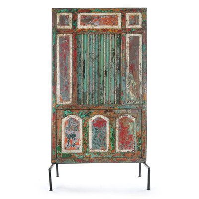 Door with Patinated Wooden Bars on a Pedestal-NQ-624842