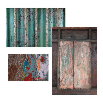 Door with Patinated Wooden Bars on a Pedestal-NQ-624842