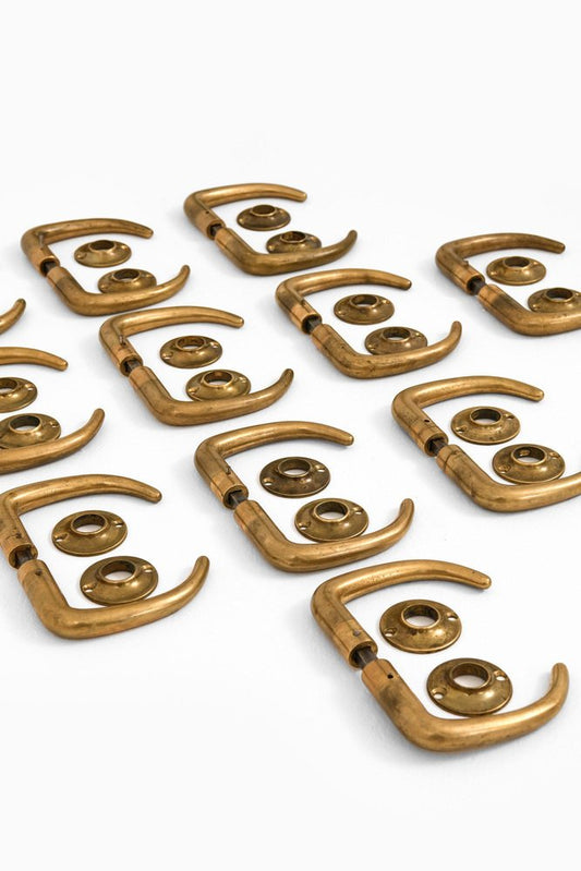 Doorhandles in Brass by Kay Fisher, Denmark, 1950s, Set of 11