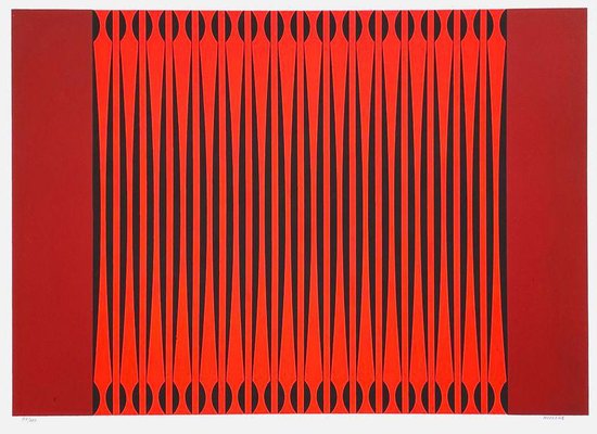 Dordevic Miodrag, Bordeaux and Black Kinetic Composition, 1975, Screen Print-FMZ-1381041