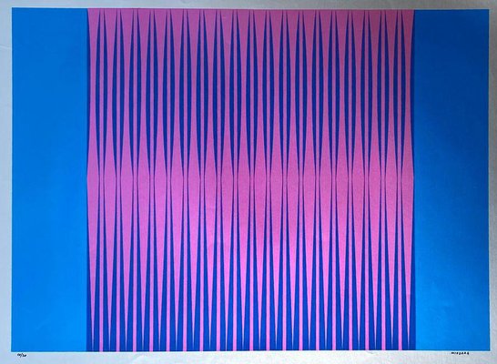 Dordevic Miodrag, Kinetic Composition in Pink and Blue with Background Silver, 1975, Screen Print-FMZ-1381037