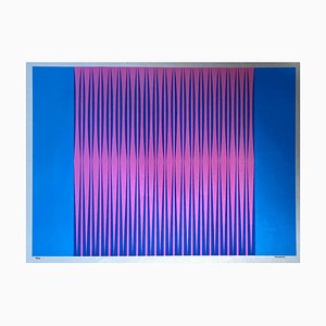 Dordevic Miodrag, Kinetic Composition in Pink and Blue with Background Silver, 1975, Screen Print-FMZ-1381037