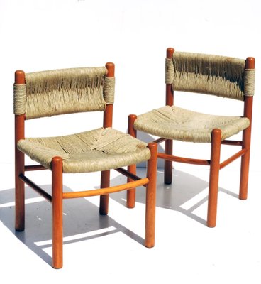 Dordogne Wicker Chairs by Charlotte Perriand for Robert Sentou, 1960s, Set of 4-GKB-949229