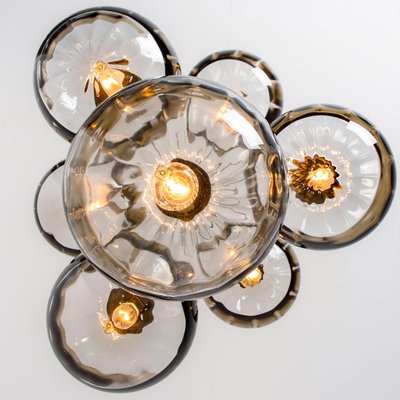 Doria Seven Globes Brown Clear Glass Chrome Pendant Light, 1960s-VDW-1732367