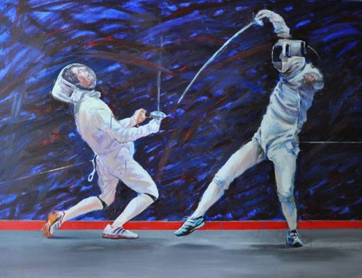 Dorota Zych-Charaziak, Swordsman. Duel, 2020, Oil on Canvas-XHG-1214485