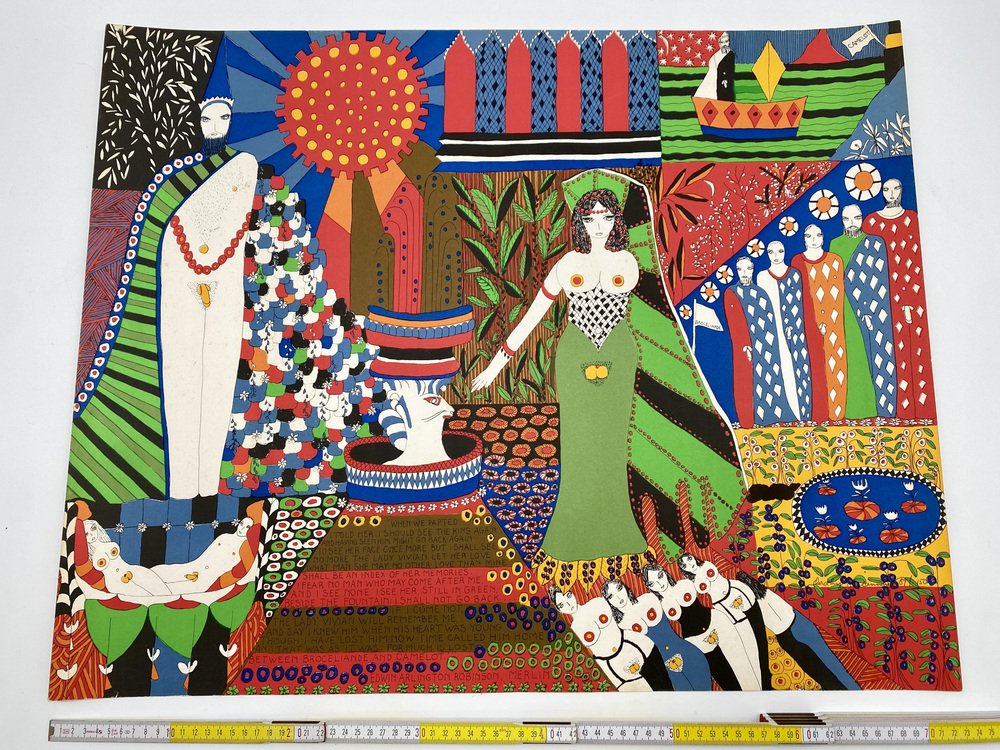 Dorothy Iannone, Merlin and the Lady Vivian, 1973, Color Lithograph