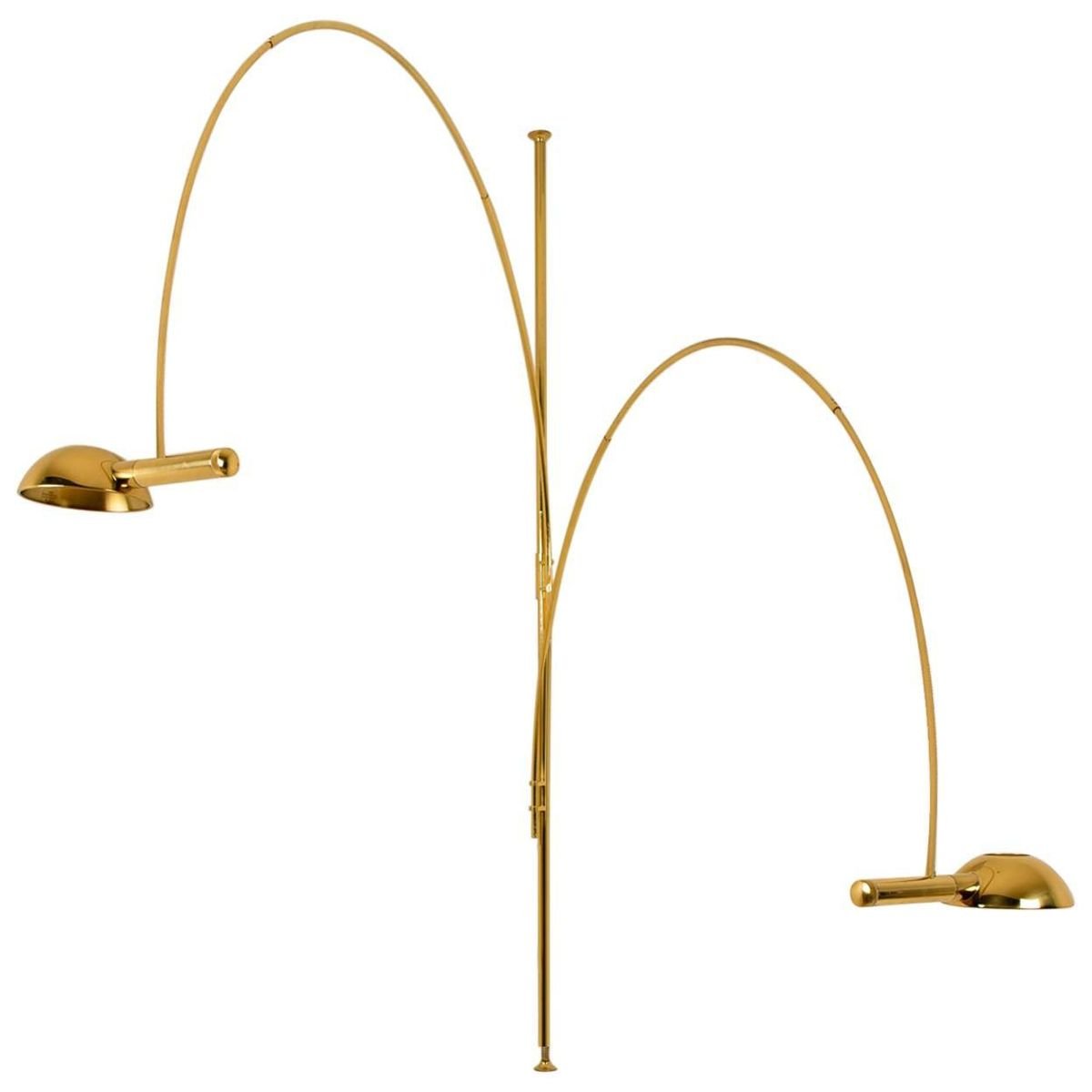 Double Ball Brass Arc Floor Lamp with Adjustable Height by Florian Schulz, 1970