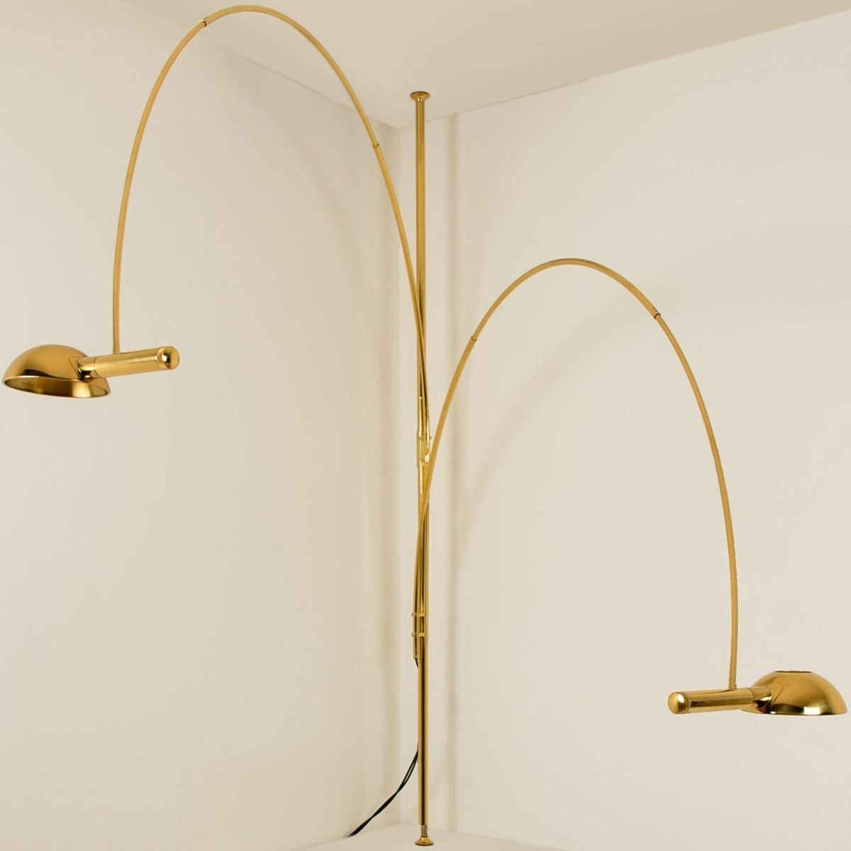 Double Ball Brass Arc Floor Lamp with Adjustable Height by Florian Schulz, 1970