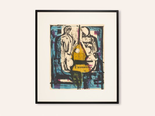 Double Bass, Color Lithograph, Framed-GPP-1054046