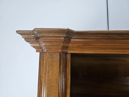 Double Body Bookcase in Walnut and Walnut Root with Shelves and Worked Doors, 1980s-ZUW-2019880