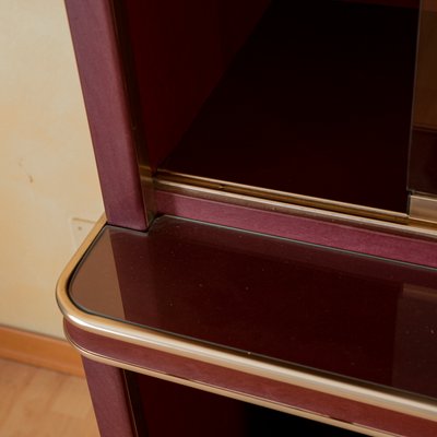 Double Body Sideboard Covered in Burgundy Imitation Leather by Umberto Mascagni, 1950s-RAQ-2033401