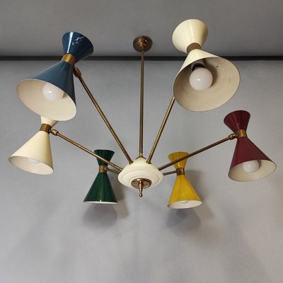 Double Colored Cone Chandelier, 1950s-FXH-2034562