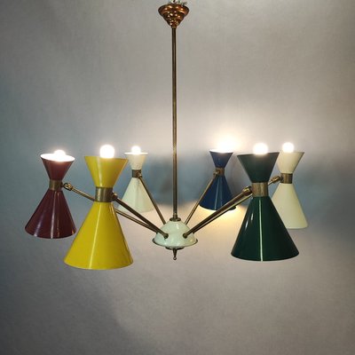 Double Colored Cone Chandelier, 1950s-FXH-2034562