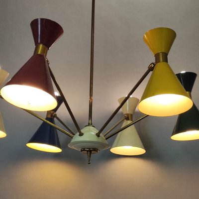 Double Colored Cone Chandelier, 1950s-FXH-2034562