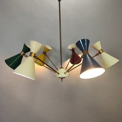 Double Colored Cone Chandelier, 1950s-FXH-2034562