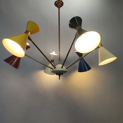 Double Colored Cone Chandelier, 1950s-FXH-2034562