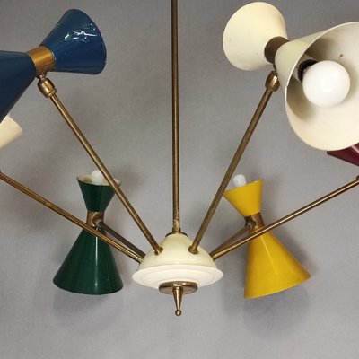 Double Colored Cone Chandelier, 1950s-FXH-2034562