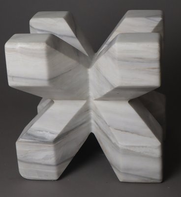 Double Cross Sculpture in White Italian Marble, 1980s-ESB-1724052