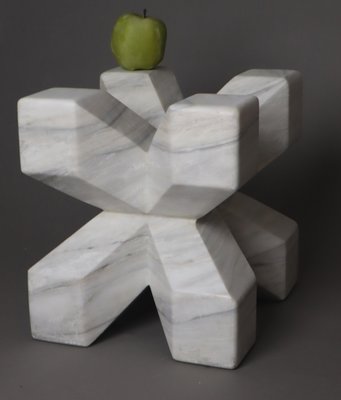 Double Cross Sculpture in White Italian Marble, 1980s-ESB-1724052