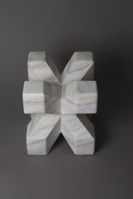 Double Cross Sculpture in White Italian Marble, 1980s-ESB-1724052