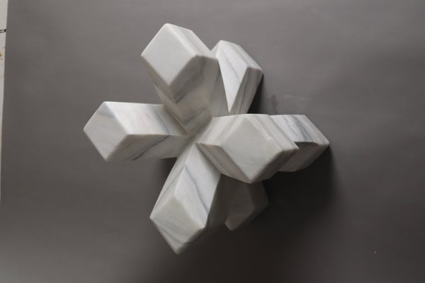 Double Cross Sculpture in White Italian Marble, 1980s-ESB-1724052