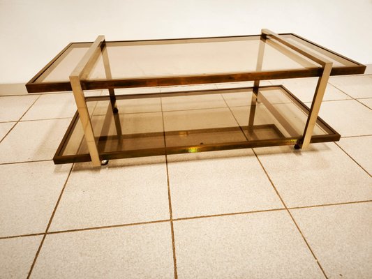 Double Glass Coffee Table with Wheels-QLH-2021650