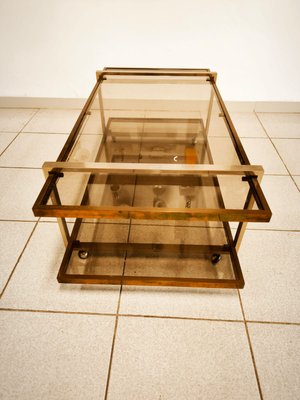 Double Glass Coffee Table with Wheels-QLH-2021650