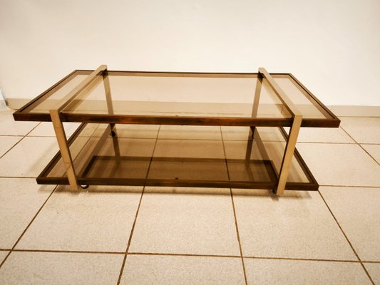 Double Glass Coffee Table with Wheels-QLH-2021650