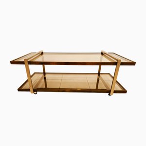 Double Glass Coffee Table with Wheels-QLH-2021650