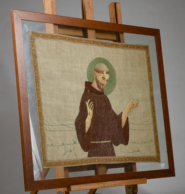 Double Glass Framework with Painted Sheet Depicting San Francesco Italia-RAQ-1319087