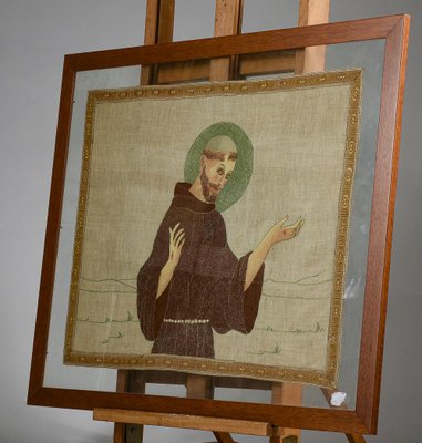 Double Glass Framework with Painted Sheet Depicting San Francesco Italia-RAQ-1319087