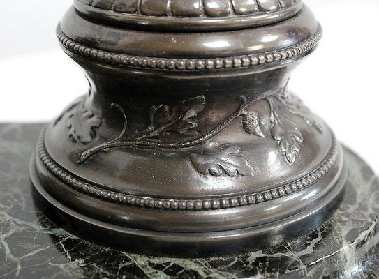 Double Inkwell in Silver-Plated Bronze & Sea Green Marble, 1900s-RVK-1021596