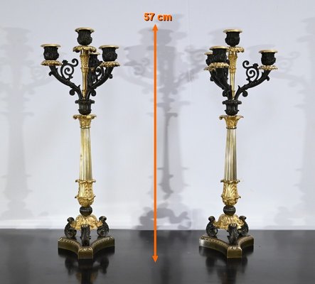 Double-Patina Bronze Candlesticks, Early 19th Century, Set of 2-RVK-1701949