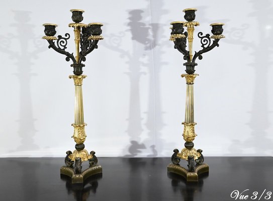 Double-Patina Bronze Candlesticks, Early 19th Century, Set of 2-RVK-1701949