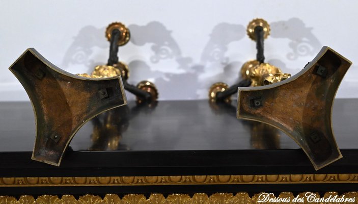 Double-Patina Bronze Candlesticks, Early 19th Century, Set of 2-RVK-1701949