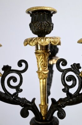 Double-Patina Bronze Candlesticks, Early 19th Century, Set of 2-RVK-1701949