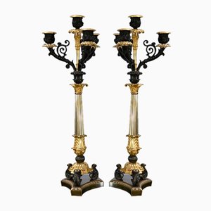 Double-Patina Bronze Candlesticks, Early 19th Century, Set of 2-RVK-1701949