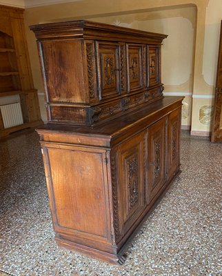 Double Sideboard in Walnut Wood, Tuscany, Late 16th Century-MLN-2025930