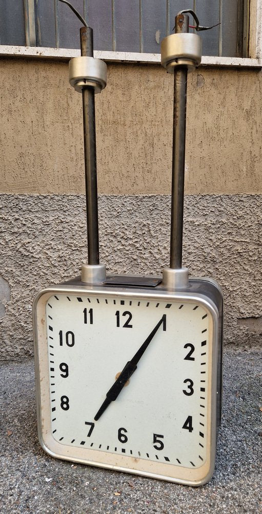 Double-Sided Ceiling Clock in Aluminum and Plastic by Gio Ponti for Enrico Boselli, 1940s