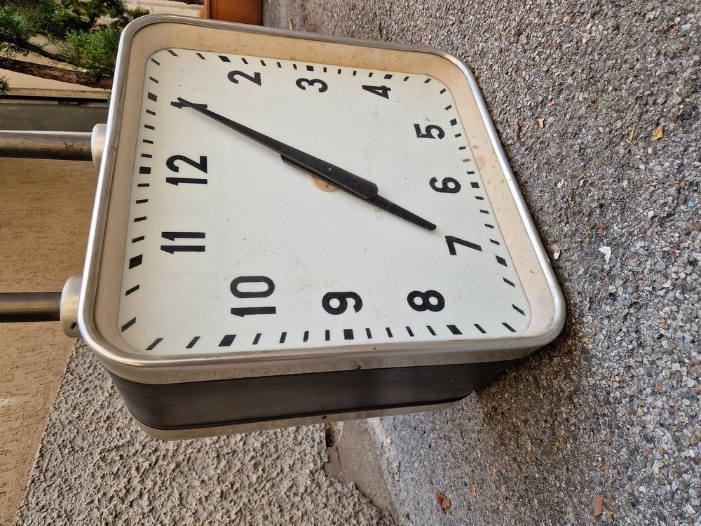 Double-Sided Ceiling Clock in Aluminum and Plastic by Gio Ponti for Enrico Boselli, 1940s