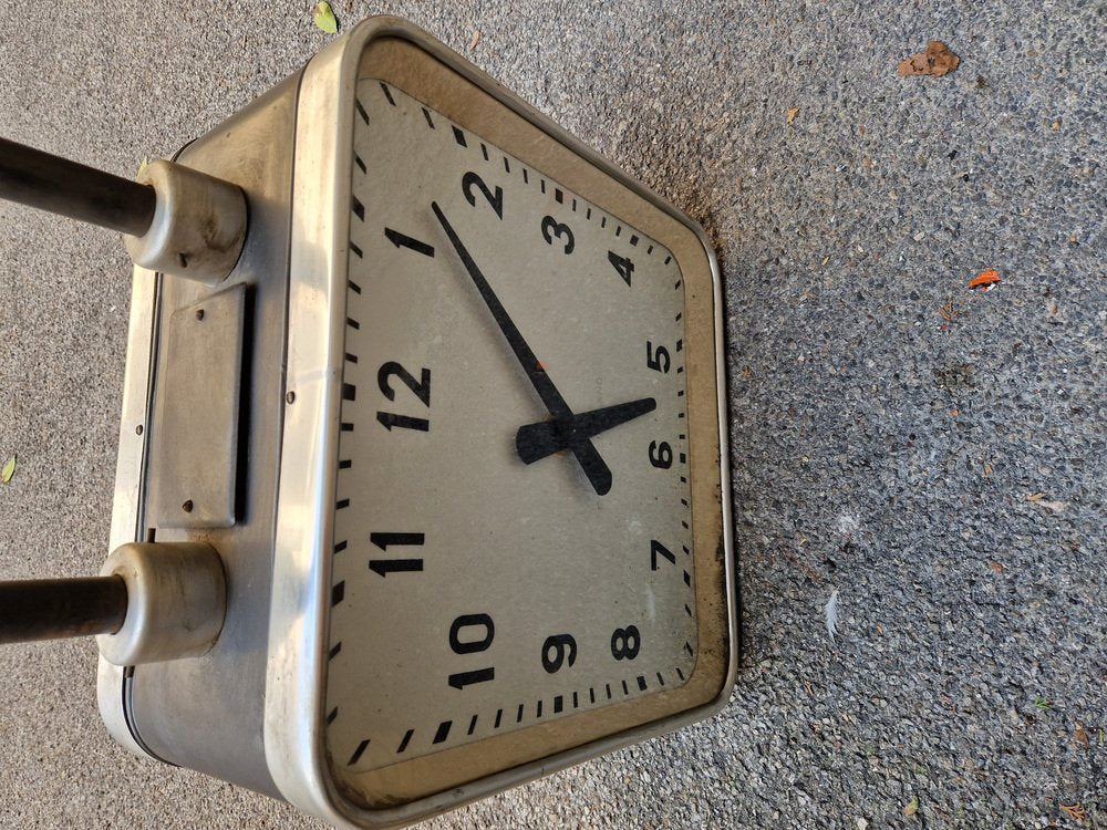 Double-Sided Ceiling Clock in Aluminum and Plastic by Gio Ponti for Enrico Boselli, 1940s