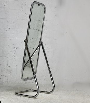 Double-Sided Chromed Steel Psyche Mirror, 1970s-MAO-1806827