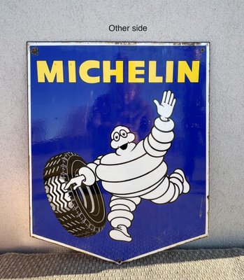 Double-Sided Michelin Tires Porcelain Advertising Sign, France, 1970s-WZZ-1793123