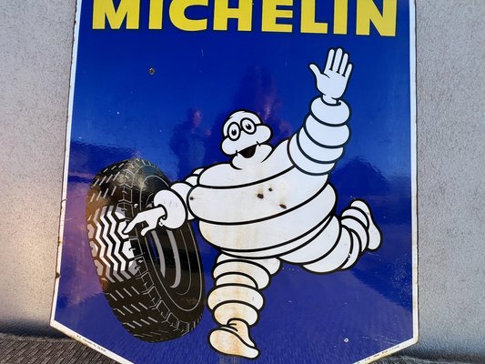 Double-Sided Michelin Tires Porcelain Advertising Sign, France, 1970s-WZZ-1793123