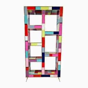 Double-Sided Open Bookcase in Multicolored Murano Glass, 1980s-BEW-1792642