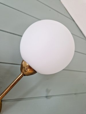 Double Wall Light in Brass and White Satin Glass, 1950s-FAX-2015998