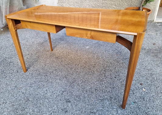 Double Walnut Desk with Drawer Under Top by Paolo Buffa, 1950s