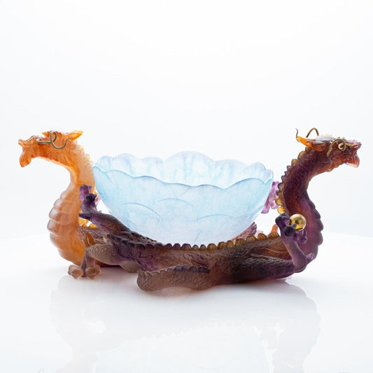 Dragon Centerpiece Bowl in Multi Color Crystal and Glass from Daum, France, 1980s