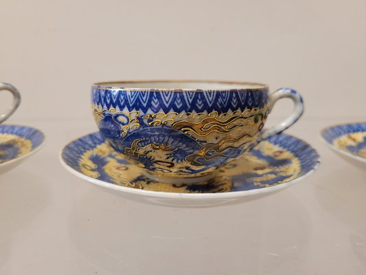 Dragon Motif Coffee / Tea Set in Satsuma Porcelain, Japan, 19th Century, Set of 9-NUC-1444789